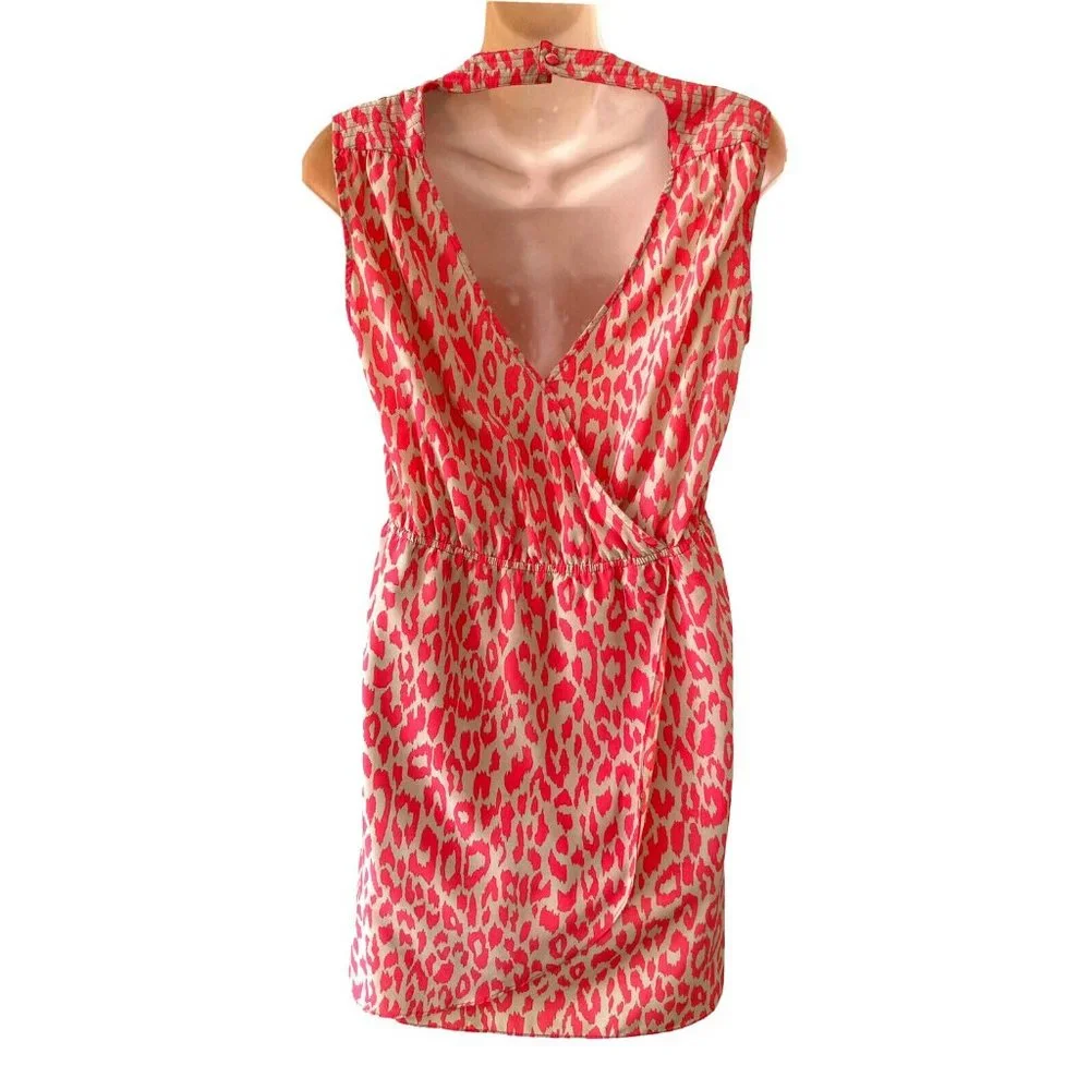 Romeo & Juliet Tan & Coral Sleeveless Tunic Top V-Neck V-Back Size Medium Womens - Picture 4 of 8